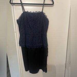 Elegant Navy and Black Lace Dress